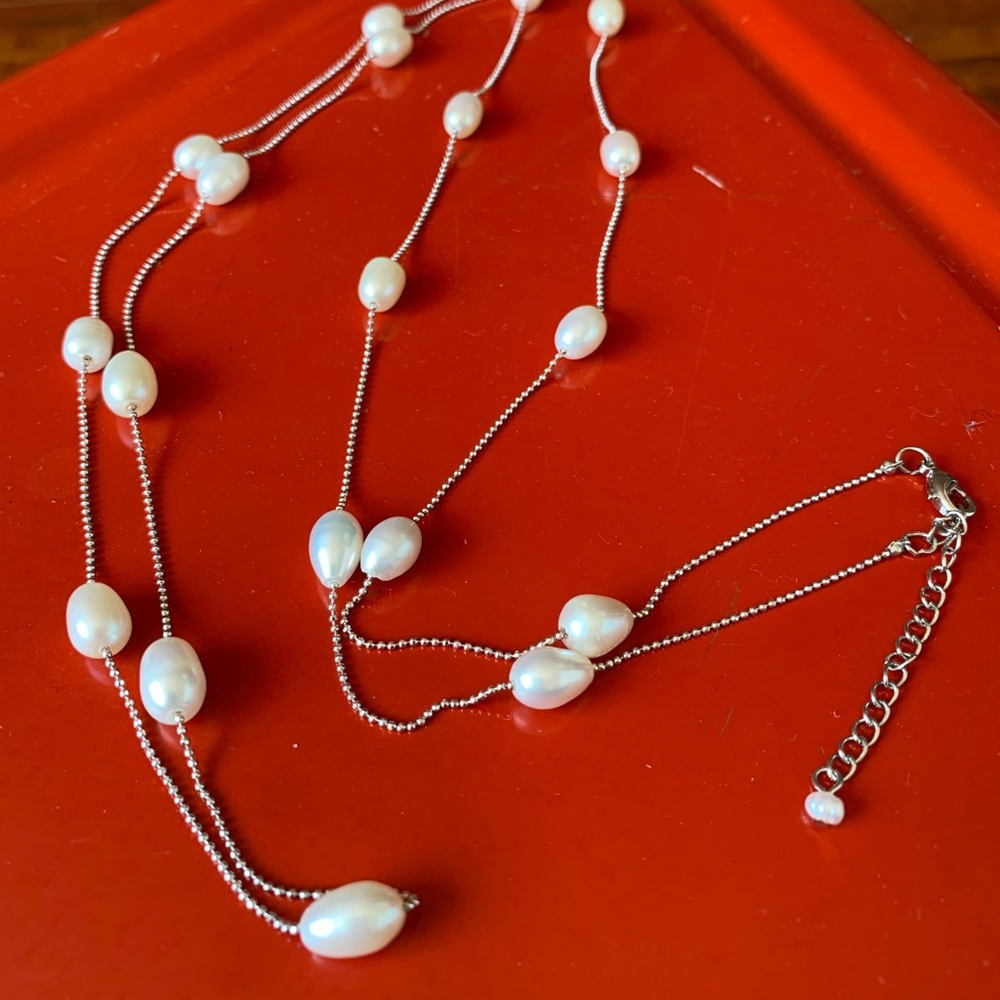 Faux Long Pearl Necklace
